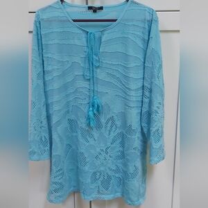 Cativa Light Blue Textured Top